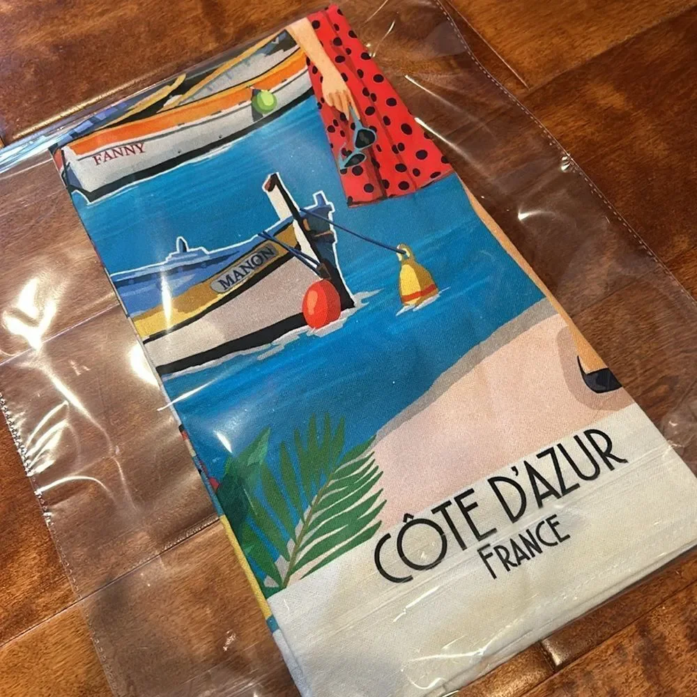 Cote D’Azure colorful tea towel never used